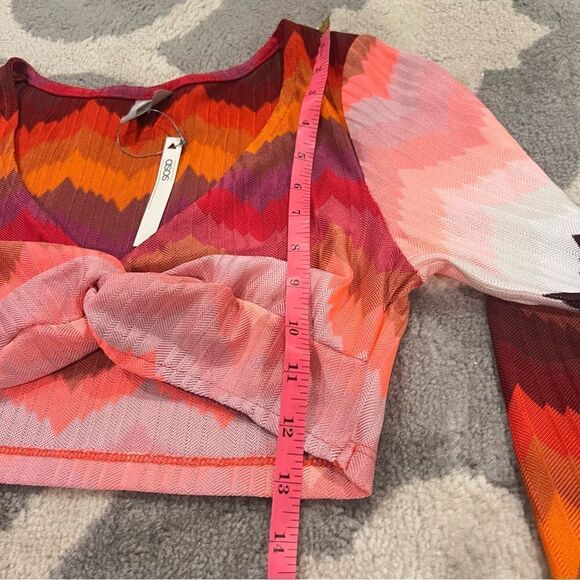ASOS NWT knitted pink jersey chevron twist front beach crop top co-ord - Picture 7 of 8